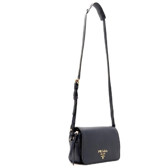 NEW Prada Vitello Phenix Black Leather Crossbody Bag 💯Authentic - Picture 6 of 11